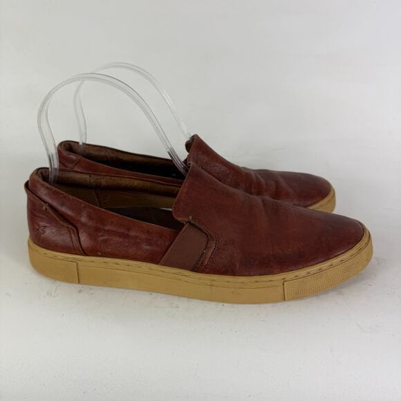 Frye Ivy Sneakers Women's 8.5 Brown Leather Slip-On Comfort Low Top Round Toe - Picture 2 of 10